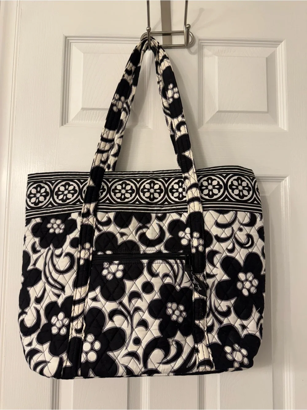 Vera Bradley Black and White Floral Quilted Tote